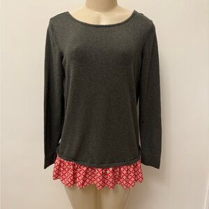 Matilda Jane My Miracle Twist Sweater Gray Red Long Sleeve Preppy Academia Small